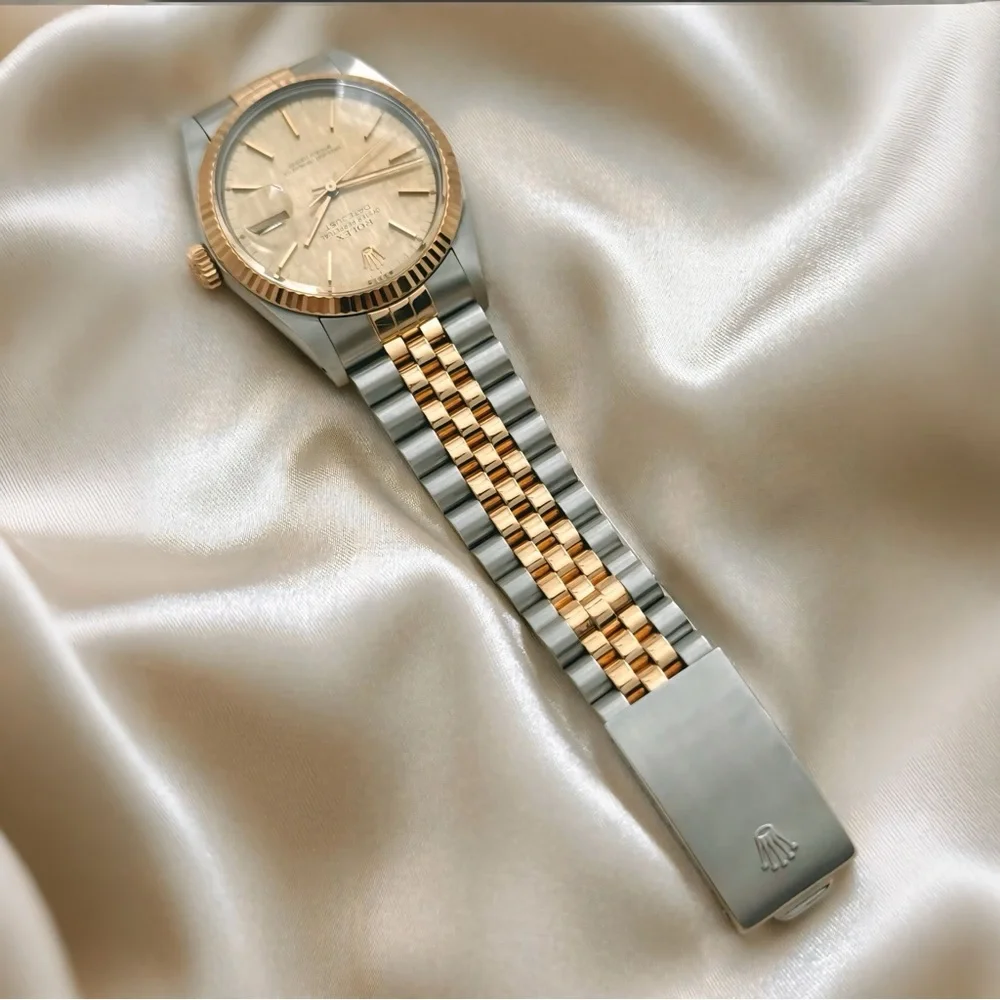 Authentic Rolex Datejust 36mm Champagne Linen Dial Unisex Watch 16013 - W/ Box
